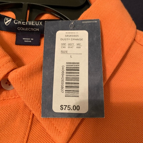 NEW Cremieux Collection 3 button polo shirt in Dusty Orange - Picture 3 of 5
